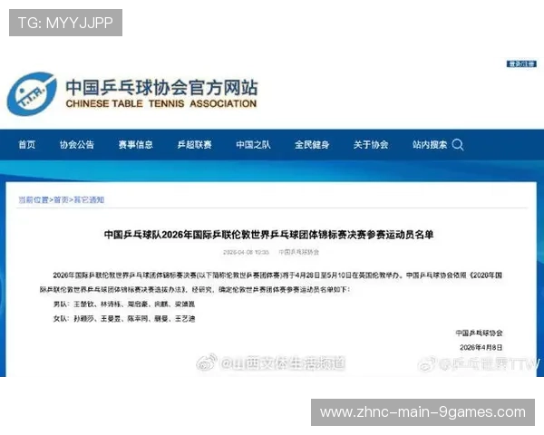 国乒新阵容敲定，瞄准2026世锦赛金牌，国乒世乒赛参赛名单公布_马龙缺席